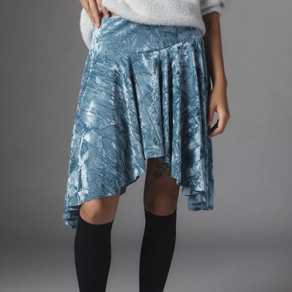 Urban Outfitters Crushed Velvet Mini Skirt Blue Large - Picture 3 of 14